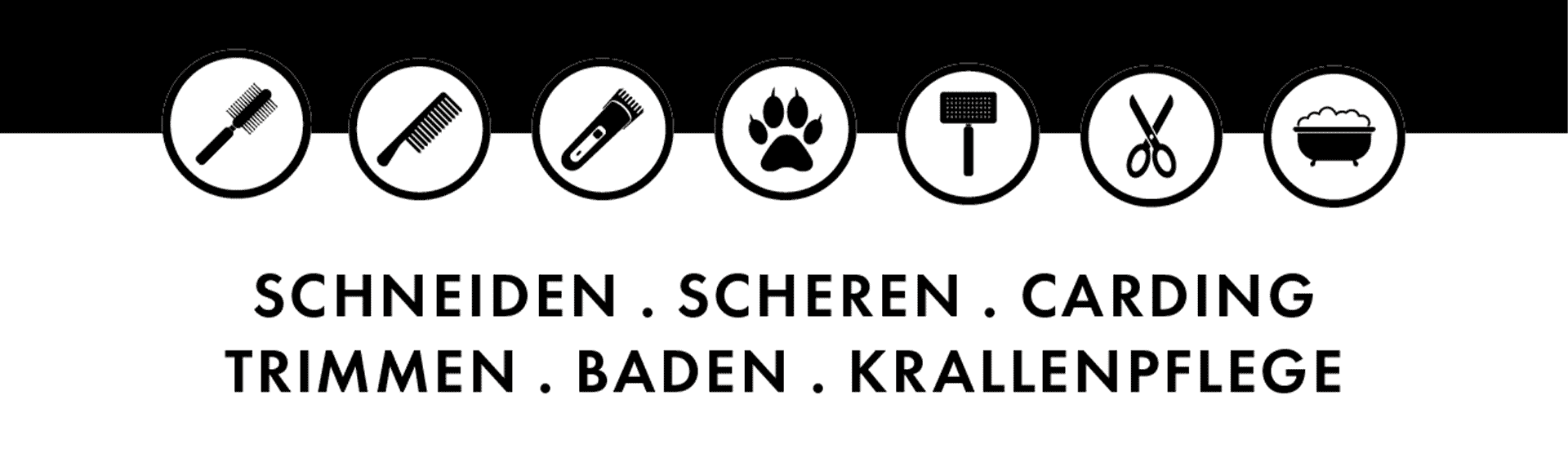 Schneiden, Scheren, Carding, Trimmen, Baden, Krallenpflege Logos